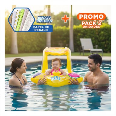 PACK2 FLOTADOR DIVERTIDO EN TONO AMARILLO PARA NIÑOS EN PISCINA Y+PAPEL REGALO