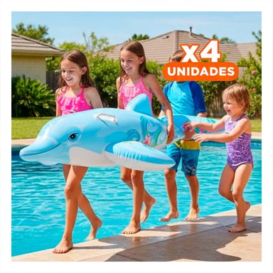 PACK4 ACCESORIO FLOTANTE PARA DIVERSION ACUATICA CON DELFIN