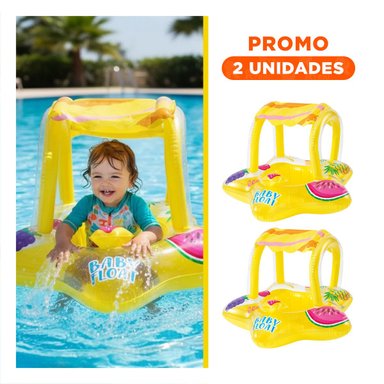 PACK2 INFLABLE PISCINA AMARILLO FLOTADOR PARA NIÑOS FACIL INFLADO PORTATIL DIVERTIDO