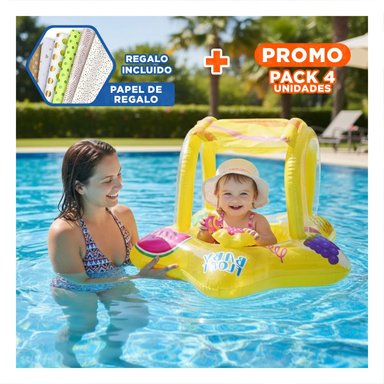PACK4 CHALECO DIVERTIDO AMARILLO INFLABLE FLOTADOR PARA TARDES DE DIVERSION Y+PAPEL REGALO