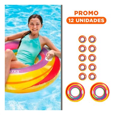 PACK12 ARO INFLABLE ARCOIRIS MORADO DE 91 CM PARA AGUA Y DIVERSION Y+REGALO STICKER