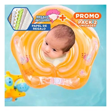 PACK2 COLLAR INFLABLE DE CUELLO ANARANJADO PARA BEBE DE 66 X 44 CM Y+PAPEL REGALO