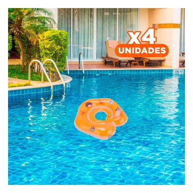 PACK4 FLOTADOR DE CUELLO PARA BEBE EN COLOR ANARANJADO DE 66 X 44 CM