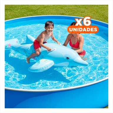 PACK6 OBJETO FLOTANTE INFLABLE PARA PISCINA CON DISENO OCEANICO Y+REGALO STICKER