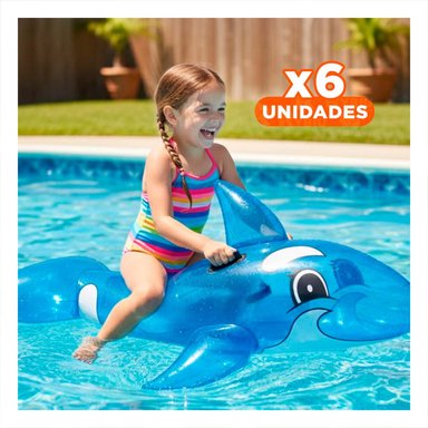 PACK6 OBJETO FLOTANTE INFLABLE PARA PISCINA CON DISENO OCEANICO Y+REGALO STICKER