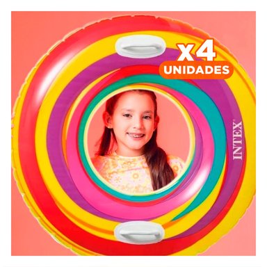 PACK4 FLOTADOR CIRCULAR ARCOIRIS MORADO DE 91 CM PARA USO RECREATIVO