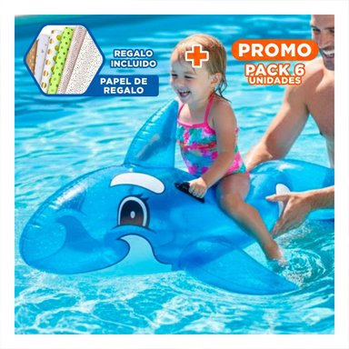 PACK6 ACCESORIO RECREATIVO FLOTANTE PARA VERANO CON FORMA DE BALLENA Y+PAPEL REGALO