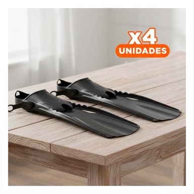 PACK4 PALETAS DE NATACION NEGRO CON DISENO AERODINAMICO PARA MOVIMIENTOS AGILES