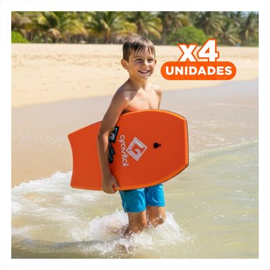 PACK4 ELEMENTO ACUATICO CON BODYBOARD ANARANJADO PARA PLAYA