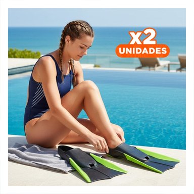 PACK2 EQUIPO DEPORTIVO ACUATICO CON ALETAS DE CAUCHO PARA ADULTOS Y+REGALO STICKER