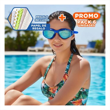 PACK6 LENTES ACUATICOS PARA DIVERSION, JUEGOS Y PISCINA FAMILIAR Y+PAPEL REGALO
