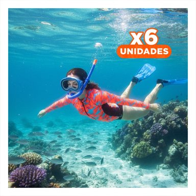 PACK6 SET AZUL PARA NINOS CON GAFAS TUBO Y ALETAS PARA NATACION Y+REGALO STICKER