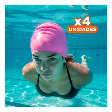 PACK4 ACCESORIO ACUATICO PARA NATACION CON DISENO ROSADO
