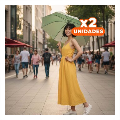 PACK2 GUARDASOL PLEGABLE PORTATIL FACIL DE GUARDAR COLOR VERDE AGUA Y+REGALO STICKER