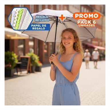 PACK6 QUITASOL PLEGABLE PORTATIL PARA CARTERA COLOR MORADO USO URBANO Y+PAPEL REGALO