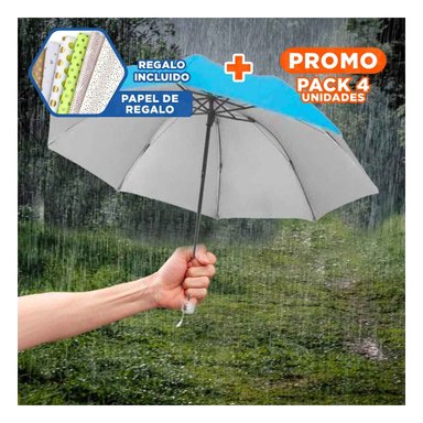 PACK4 PARAGUAS PLEGABLE PORTATIL COMPACTO EN CARTERA COLOR CELESTE Y+PAPEL REGALO
