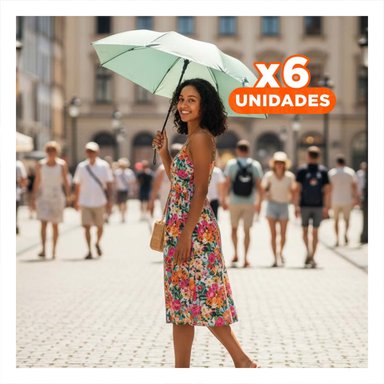 PACK6 CUBRESOL PLEGABLE PORTATIL DISENO COMPACTO COLOR VERDE AGUA Y+REGALO STICKER