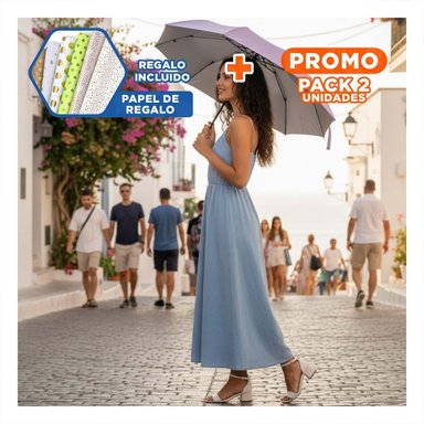 PACK2 GUARDA SOL PLEGABLE PORTATIL PARA CARTERA COLOR MORADO COMODO Y+PAPEL REGALO