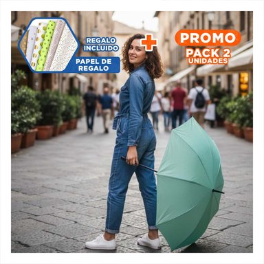 PACK2 GUARDASOL PLEGABLE PORTATIL APTO A BOLSILLO PEQUENO COLOR VERDE AGUA Y+PAPEL REGALO