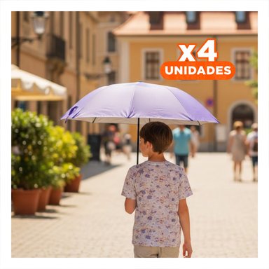 PACK4 SOMBRILLA PLEGABLE PORTATIL LIVIANA PARA BOLSILLO USO URBANO