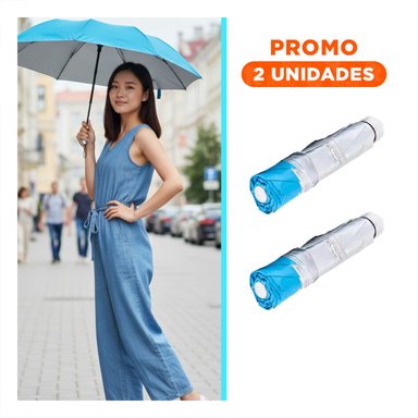 PACK2 CUBRESOL PLEGABLE PORTATIL PARA SOL Y LLUVIA EN BOLSILLO PEQUENO COLOR CELESTE