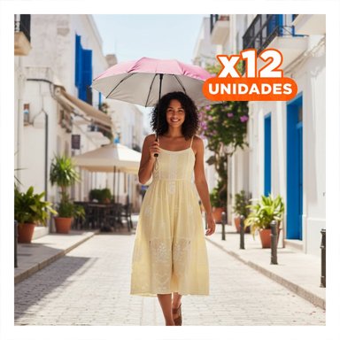 PACK12 SOMBREADOR PLEGABLE PORTATIL PARA SOL Y LLUVIA USO PERSONAL ROJO