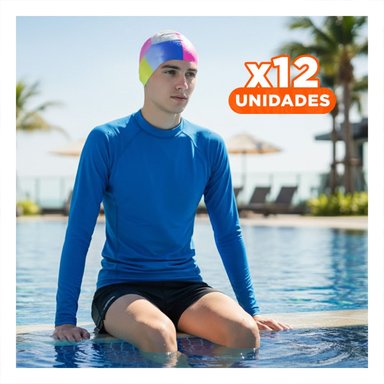 PACK12 PROTECTOR PARA CABEZA DE NATACION BLANCO AMARILLO FUCSIA AZUL USO DEPORTIVO