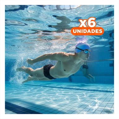 PACK6 COBERTURA NATACION UNISEX COMODA PARA USO EN PISCINA LILA BLANCO CELESTE Y+REGALO STICKER