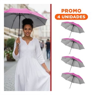 PACK4 CUBRESOL PLEGABLE PORTATIL COMPACTO EN CARTERA COLOR FUCSIA Y+REGALO STICKER