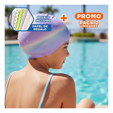 PACK2 CASQUETE NATACION UNISEX PRACTICO PARA NATACION RECREATIVA Y+PAPEL REGALO