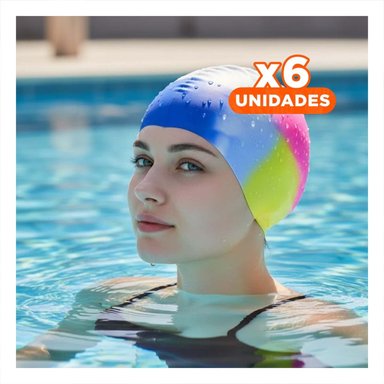 PACK6 PROTECTOR PARA CABEZA DE NATACION BLANCO AMARILLO FUCSIA AZUL PARA MAR Y+REGALO STICKER