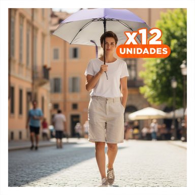 PACK12 SOMBRILLA COMPACTA PORTATIL PARA CARTERA USO DIARIO COLOR MORADO