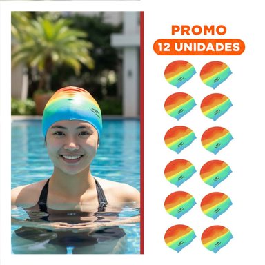 PACK12 CAPUCHA NATACION UNISEX PRACTICA PARA NATACION RECREATIVA Y+REGALO STICKER