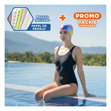 PACK6 PROTECTOR PARA CABEZA DE NATACION BLANCO AMARILLO FUCSIA AZUL AJUSTABLE Y+PAPEL REGALO