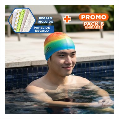 PACK6 IMPLEMENTO DE NATACION UNISEX LIGERO PARA RUTINAS ACUATICAS EN LA CABEZA Y+PAPEL REGALO