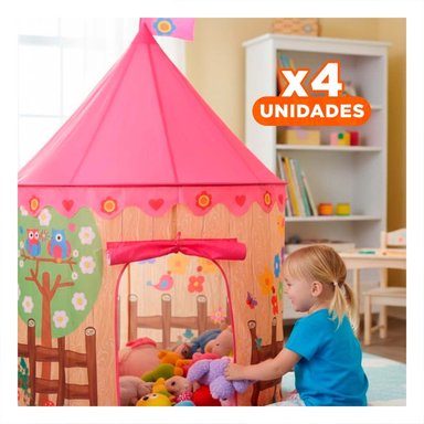 PACK4 PABELLON COMPACTO DE NIÑO DE CAMPO MG-801 EB ROSADO PARA CAMPING