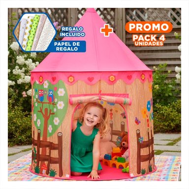 PACK4 CARPA RAPIDA DE NIÑO DE CAMPO MG-801 EB ROSADO PARA JUEGOS Y+PAPEL REGALO