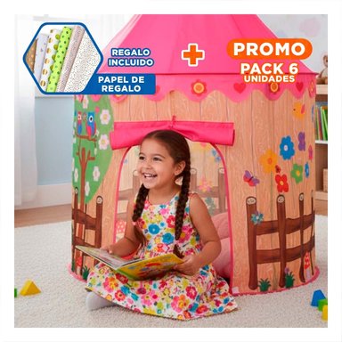 PACK6 CARPA COMPACTA DE NIÑO DE CAMPO MG-801 EB ROSADO PARA JUEGOS Y+PAPEL REGALO