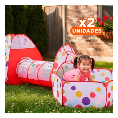 PACK2 REFUGIO DE NIÑO DE CAMPO 3 PIEZAS MG-16335 EB ROJO PARA JUEGOS Y+REGALO STICKER