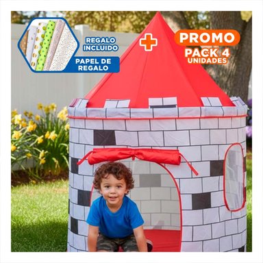 PACK4 CARPA INSTANTANEA DE NIÑO DE CAMPO MG-801 EB ROJO PARA ACTIVIDADES Y+PAPEL REGALO