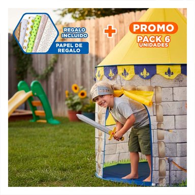 PACK6 TIENDA DE NIÑO DE CAMPO MG-801 EB AMARILLO PARA AVENTURAS AL AIRE LIBRE Y+PAPEL REGALO