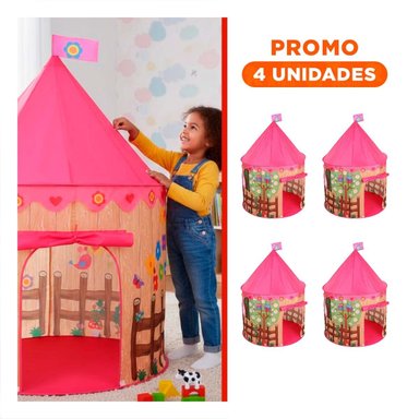 PACK4 TOLDO COMPACTO DE NIÑO DE CAMPO MG-801 EB ROSADO PARA USO EXTERIOR Y+REGALO STICKER