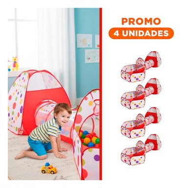 PACK4 TOLDO DE NIÑO DE CAMPO 3 PIEZAS MG-16335 EB ROJO PARA USO FAMILIAR Y+REGALO STICKER
