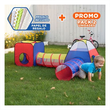 PACK2 TIENDA PORTATIL DE NIÑO DE CAMPO 4 PIEZAS MG-H817 EB PARA CAMPING Y+PAPEL REGALO
