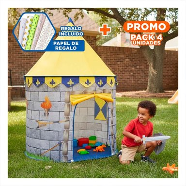 PACK4 CARPA INSTANTANEA DE NIÑO DE CAMPO MG-801 EB AMARILLO PARA USO FAMILIAR Y+PAPEL REGALO