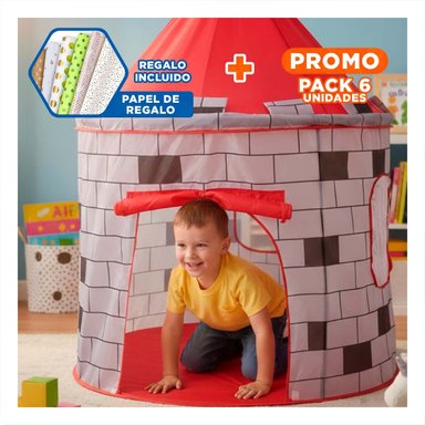 PACK6 TIENDA COMPACTA DE NIÑO DE CAMPO MG-801 EB ROJO PARA JUEGOS Y+PAPEL REGALO