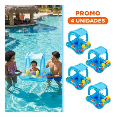 PACK4 ARO DE PISCINA PORTATIL BEBE CON TECHO 56581NP COMODO Y RESISTENTE Y+REGALO STICKER