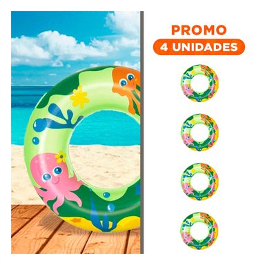 PACK4 ARO DE PISCINA ACUARIO PULPO 36113 COMODO Y RESISTENTE PARA DIVERSION Y+REGALO STICKER