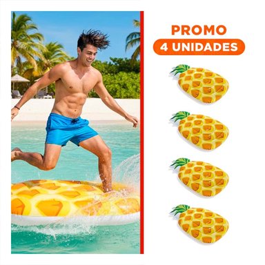 PACK4 SALVAVIDAS PIÑA 124 X 216 CM DIVERTIDO Y SEGURO PARA PISCINA Y NIÑOS Y+REGALO STICKER
