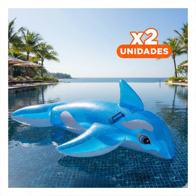 PACK2 FLOTADOR DE PISCINA BALLENA 58523NP COMODO Y DURADERO PARA ACTIVIDADES Y+REGALO STICKER